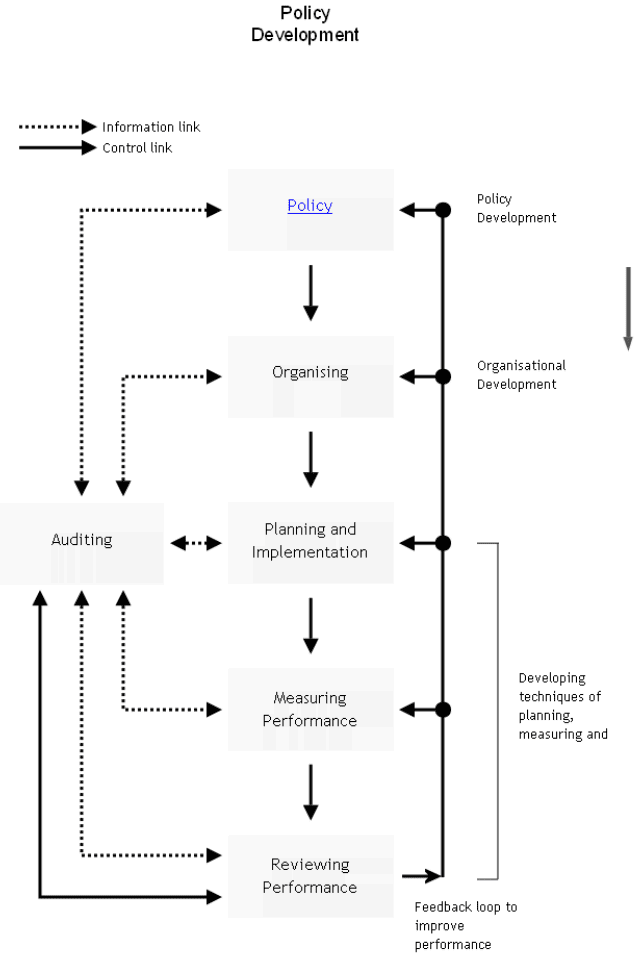 The old POPMAR (Policy, Organising, Planning, Measuring performance, Auditing and Review) model