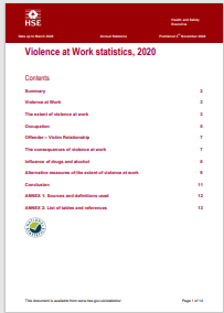 Violence at Work statistics 2020